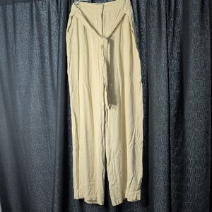 june & hudson Cream High-Waist Wide Leg Pants